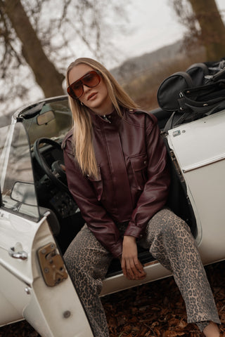 Bikerjacket leatherlook bordeaux - Bobby