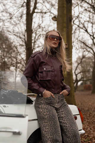 Bikerjacket leatherlook bordeaux - Bobby