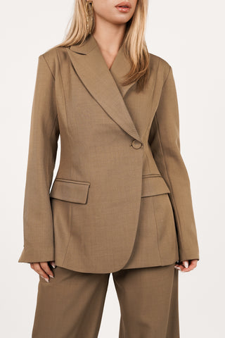 Blazer dames asymmetrisch camel - Maya