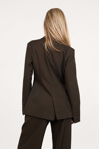 Blazer dames asymmetrisch choco bruin - Maya
