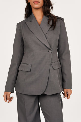 Women's asymmetric blazer in chocolate brown - Maya
