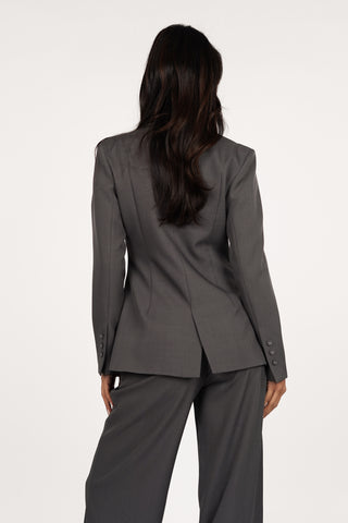 Women's asymmetric blazer in chocolate brown - Maya