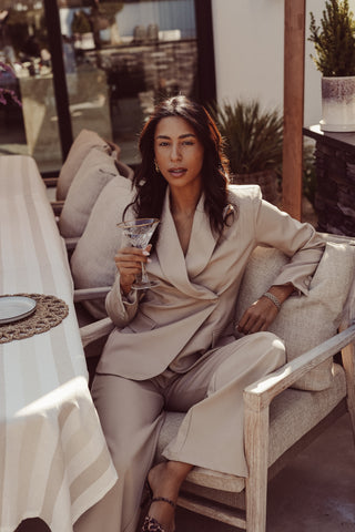 Blazer dames asymmetrisch taupe - Maya