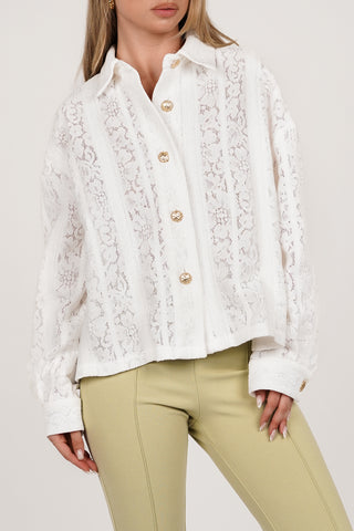 Blouse doorschijnend met knopen wit - Femmy