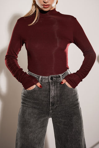 Bodysuit met col burgundy - Kaya