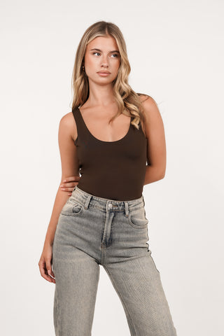 Bodysuit met open back bruin - Richelle