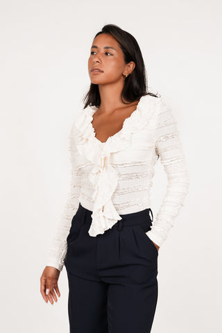 Bodysuit met ruffles creme - Grace