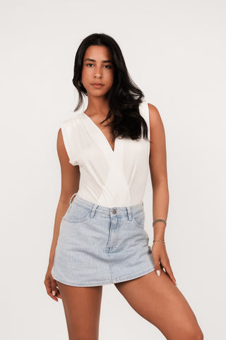 Bodysuit met v-hals wit - Luka