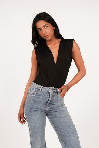 Bodysuit met v-hals zwart - Luka