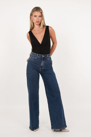 Bodysuit met v-hals zwart - Doris