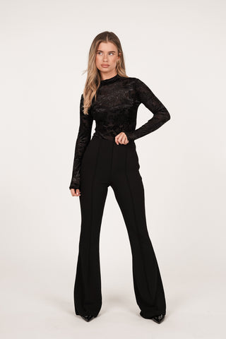 Bodysuit see-trough met print zwart - Zara