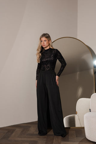 Bodysuit see-trough met print zwart - Zara
