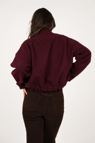 Bomberjacket teddy bordeaux rood - Kirsten