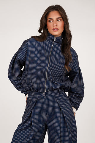 Bomberjas met print blauw - Mikky