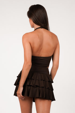 Bruine co-ord set met ruffle skort - Latina