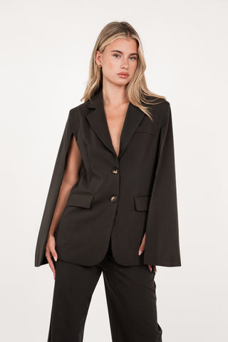 Cape blazer donker bruin - Gina