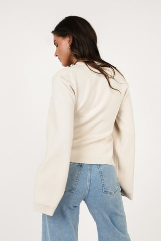 Cardigan getailleerd met zakken creme - Elsa