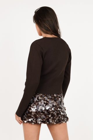 Cardigan with gold buttons brown - Nancy