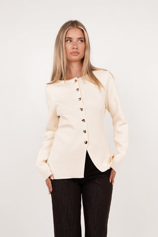 Cardigan met gouden knopen creme - Kitty