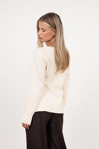 Cardigan met gouden knopen creme - Kitty