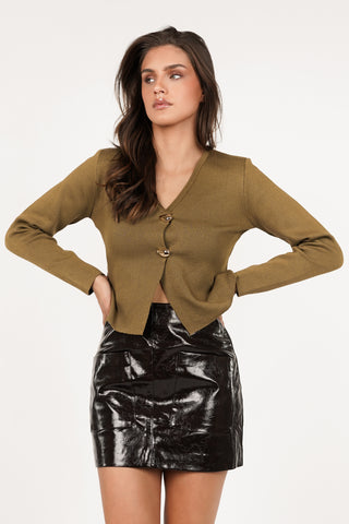 Cardigan with gold buttons green - Nancy