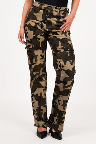 Cargo jeans straight fit stretch camo - Sienna