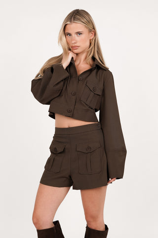 Cargo short high waisted bruin - Jamilla