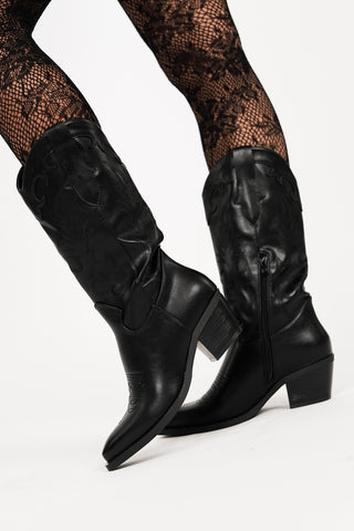 Cowboy laarzen geborduurd zwart - Rose