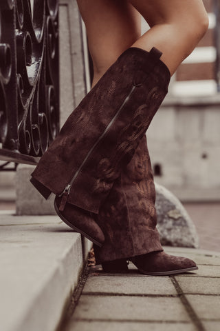 Cowboy laarzen met overslag bruin - Willow