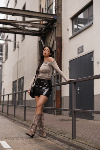 Cowboy laarzen met overslag khaki - Willow