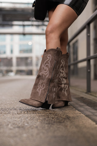 Cowboy laarzen met overslag khaki - Willow