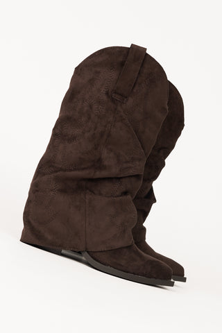 Cowboy laarzen suede met overslag bruin - Lorence