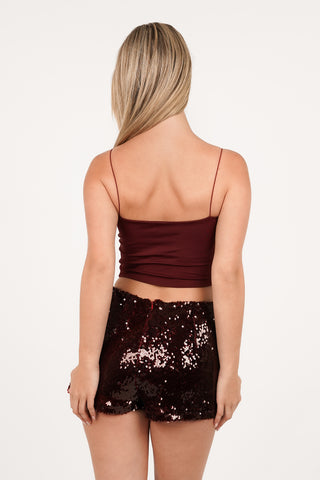 Crop top bordeaux met spaghettibandjes - Bless