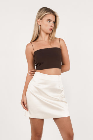 Crop top bruin met spaghettibandjes - Bless