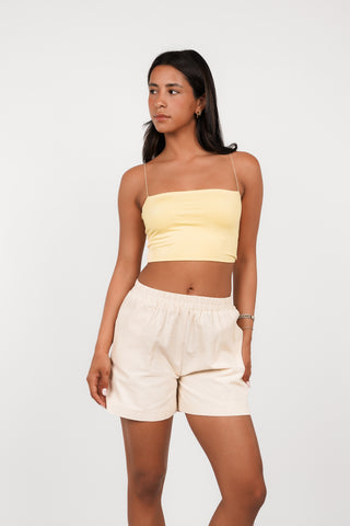 Crop top geel met spaghettibandjes - Bless