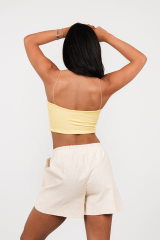 Crop top geel met spaghettibandjes - Bless