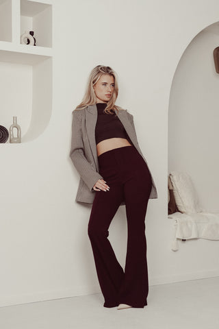 Crop top met lange mouwen bruin - Zosja