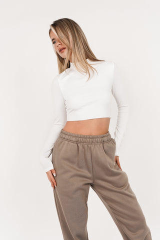 Crop top met lange mouwen wit - Zosja