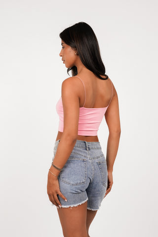 Crop top roze met spaghettibandjes - Bless