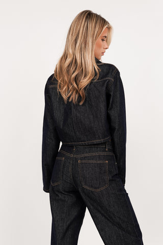 Cropped denim top donker blauw - Dewi