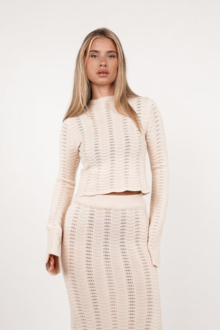 Cropped knit lange mouw creme - Rowie