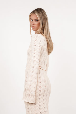 Cropped knit lange mouw creme - Rowie