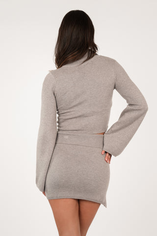 Cropped top knitted met knopen taupe - Viola