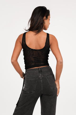 Cropped top met aantrek koordjes zwart - Lexi