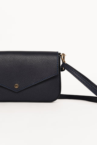 Crossbody tas leer donker blauw - Brandy