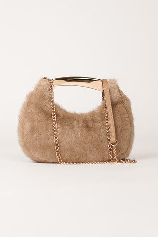 Crossbody tas met bont beige - Aya