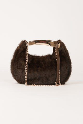 Crossbody tas met bont bruin - Aya