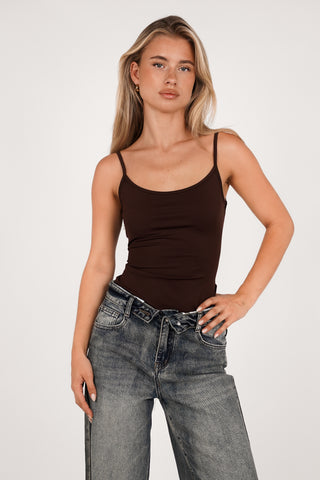 Hemdje dames stretch bruin - Dany