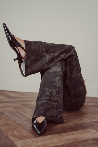 Straight leg camouflage jeans - Pearl