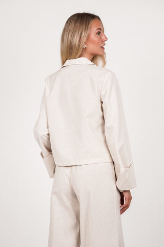 Linnen top met strik details beige - Maddy
